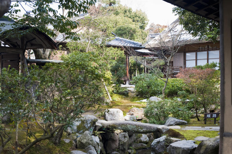Meiji era tea houses in the Isuien garden, Nara, Japan