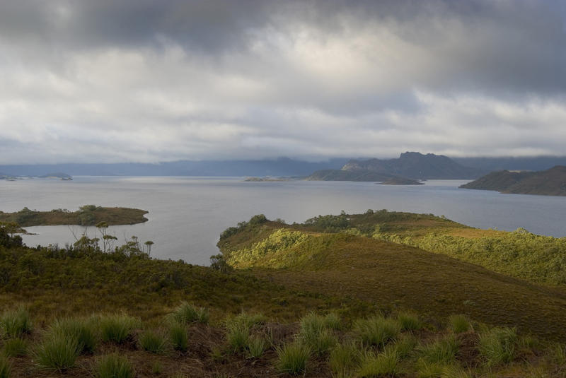 lake pedder viewed from the lake pedder lookout on the gordon river road