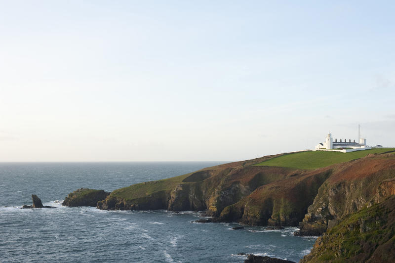 Lizard Point, Cornwall the most southerly tip of the United Kingdom with the historical Lizard Point Lighthouse which warns shipping of the rocky hazard