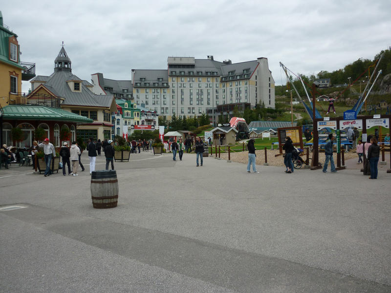 View of the square at Mont Tremblant , a popular ski resort in the Laurentian mountains of Quebec