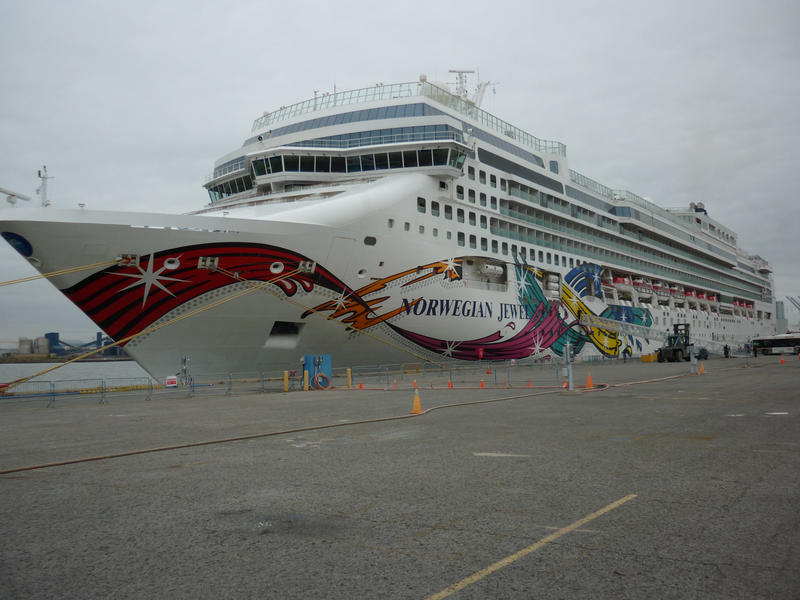 The luxury cruise ship Norwegian Jewel in dock - Editorial use only