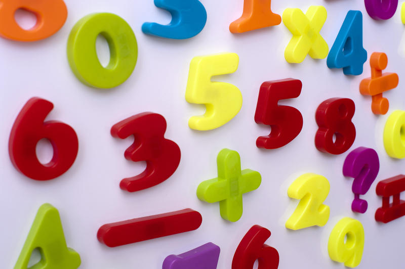 Colourful plastic magnetic numbers useful for teaching primary school maths