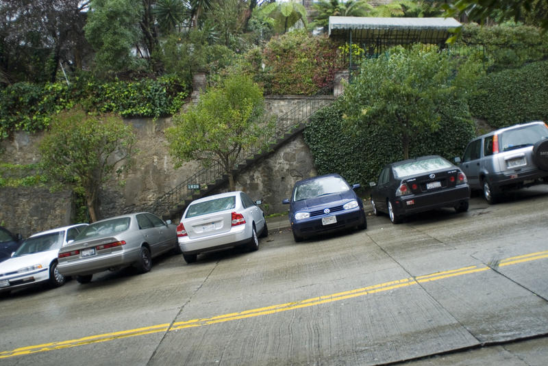 cars parked on a steep hill in san francisco