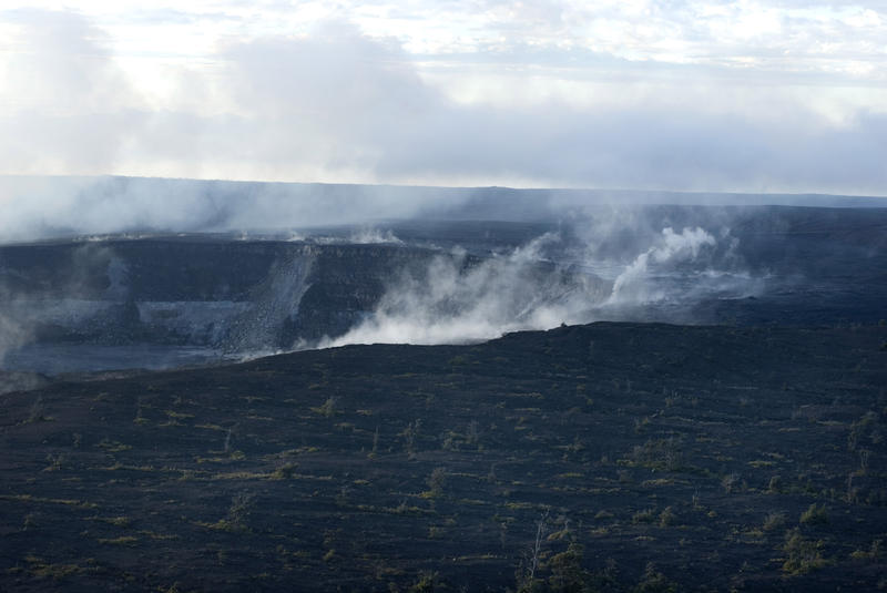 barren volcanic landscape inside the kilauea caldera, big island hawaii