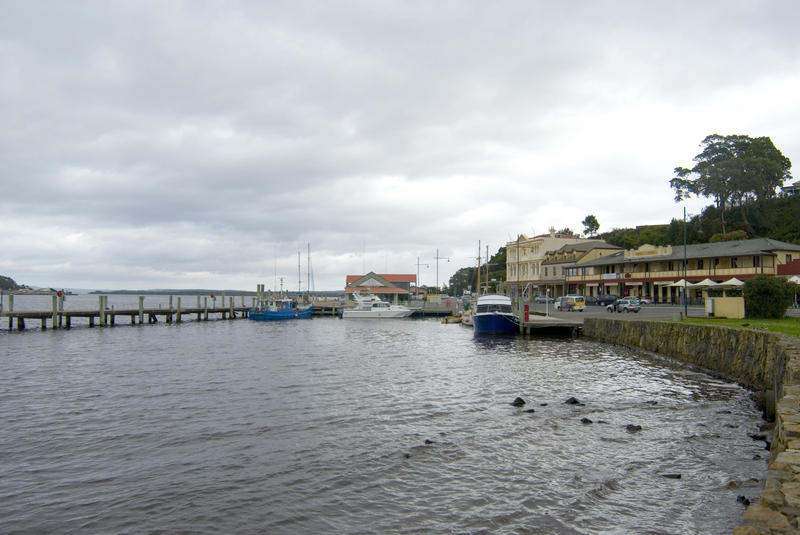 strahan waterfront on Macquarie Harbour, tasmania