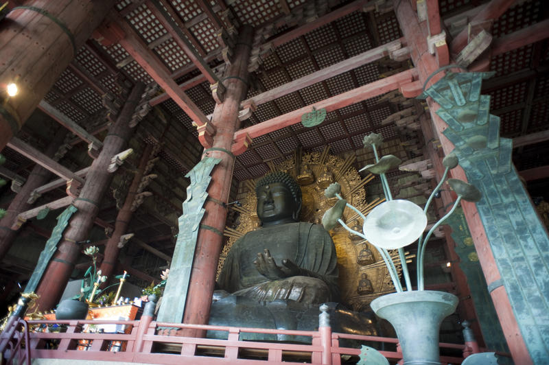 The Virocana Buddha inside the Todaiji temple at Nara, japan