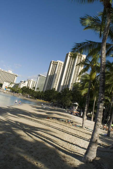 A sunny day on waikiki beach honolulu, hawaii