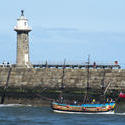 8036   Whitby Pier and Bark Endeavour replica