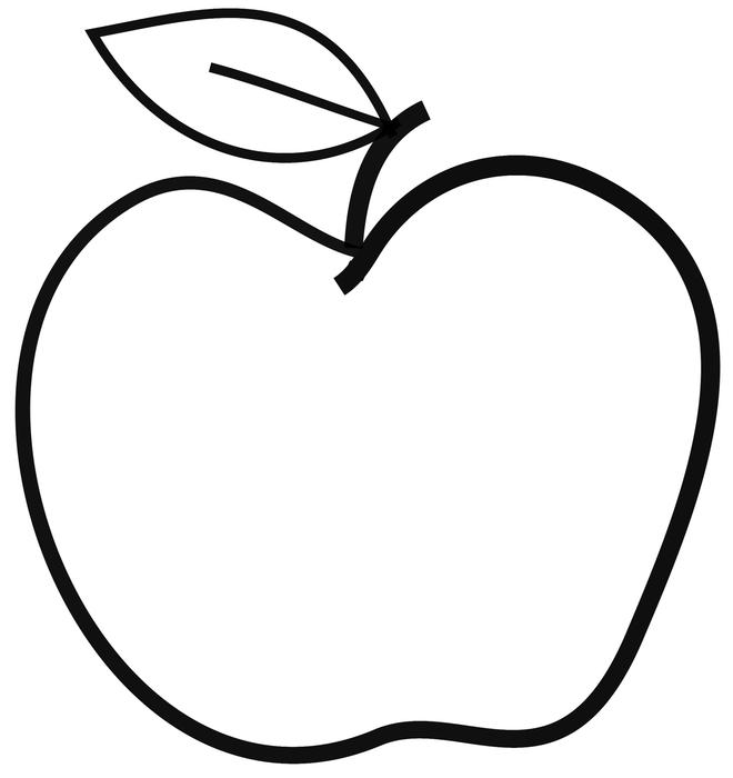 <p>Simple black line drawing of an apple.</p>
