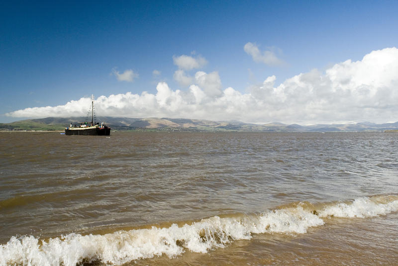 Boat on the Duddon Estuary near Askam-in-Furness, an estuarine system with long expanses of shoreline and a diversity of habitats popular with birders