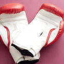 10980   Red and White Boxing Gloves on Pink Background