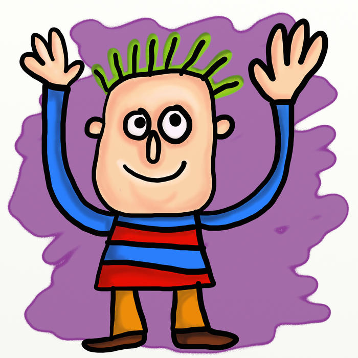 <p>Cartoon man waving hello or goodbye.</p>
