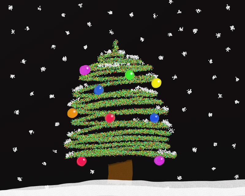 <p>Painted Christmas tree clip art illustration.</p>
