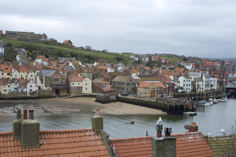 View over the roofs of the seaside town of Whitby
