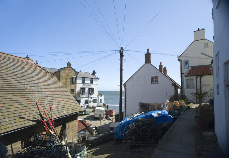 partial view of a quaint fishing village in Yorkshire