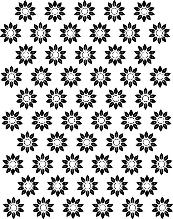 <p>Black and white daisy repeat pattern clip art illustration.</p>
