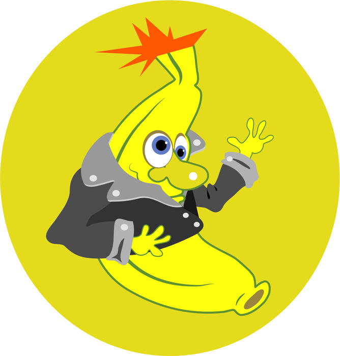 <p>Funky banana clip art illustration.</p>

