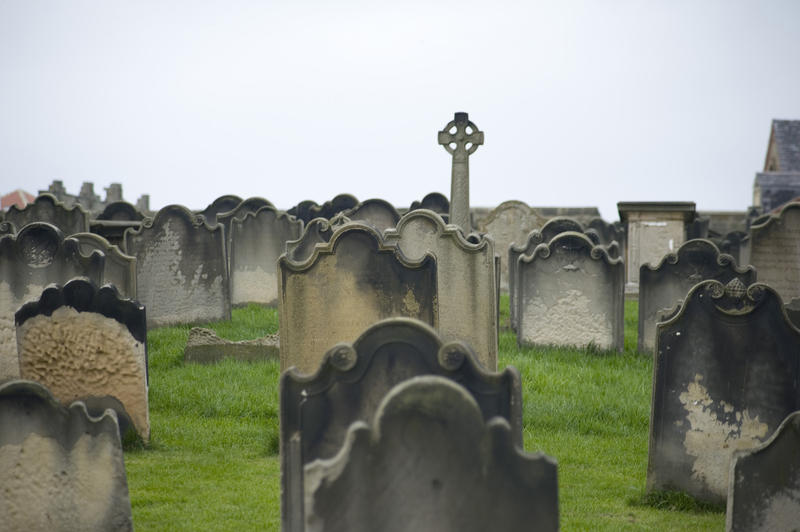 Dark and eerie tombstones at St Mary's graveyard