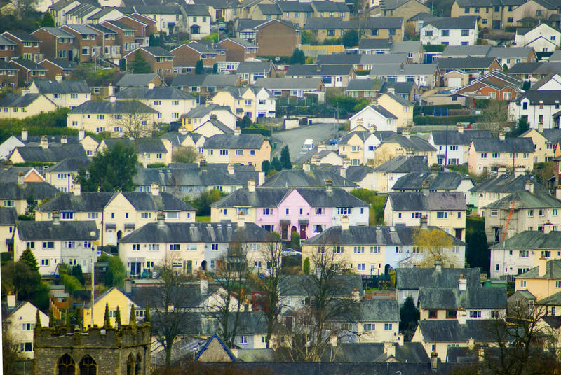 View over a modern housing estate showing medium density modern residential living