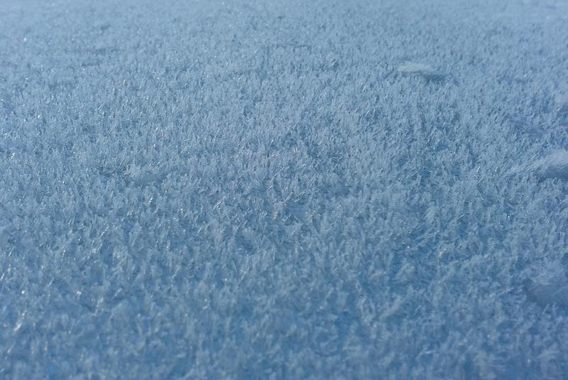 <p>Ice crystals formed on a car roof. This is one of two images taken at the same location.</p>
