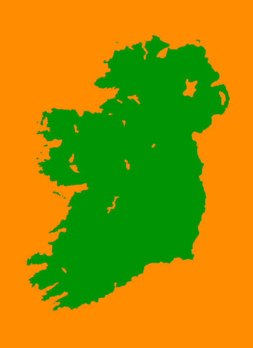 a map of the island of ireland in the irish national colours