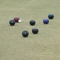 10992   Bowls lying around a jack on a bowling green