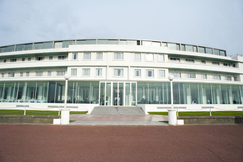 Midland Hotel, Morecambe, an iconic Art Deco building in the Streamline Moderne style designed by Oliver Hill situated on the promenade