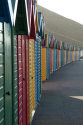 7852   Colourful beach huts, Whitby West Cliff