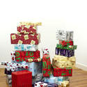 8635   Stack of colourful Xmas presents and packages