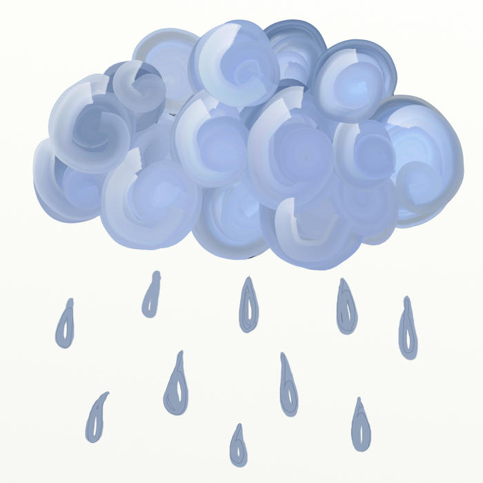 <p>Painted raining cloud clip art illustration.</p>
