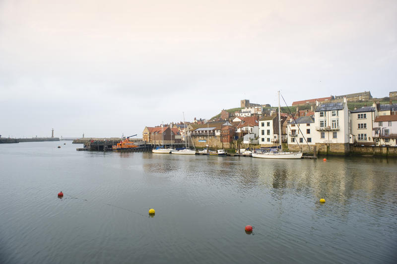 View from the river at the lower harbour, whitby, north yorkshire, UK