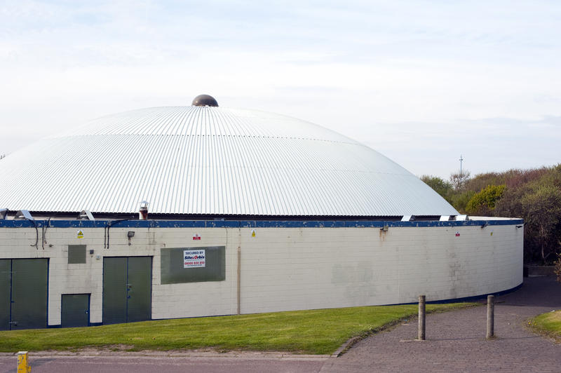 Exterior of the Dome Theatre in Morecambe, with its distinctive domed roof