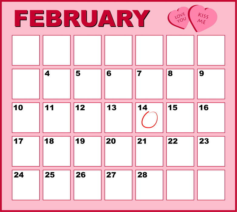 <p>Valentines day calendar clip art illustration.</p>
