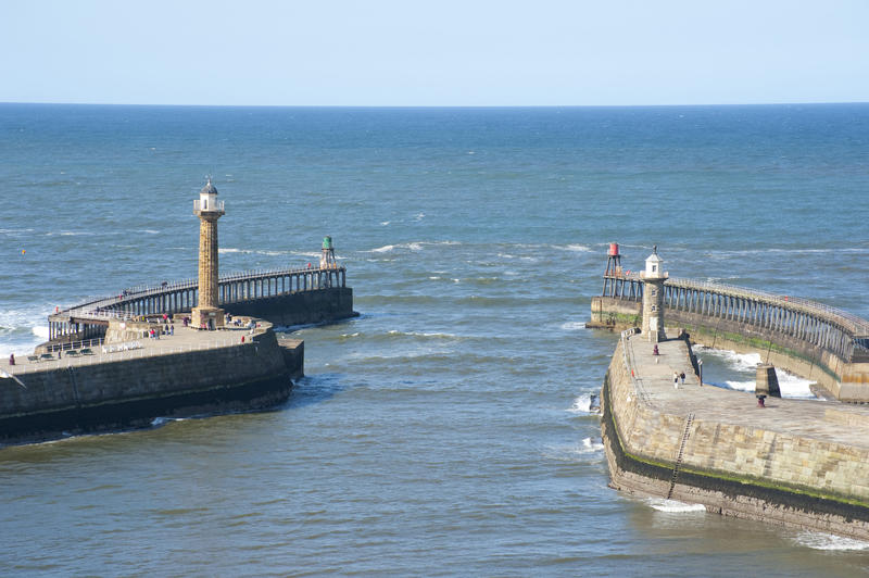 Beautiful Harbour Piers in a seascape view, whitby, north yorkshire