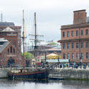 12825   Sailboat moored at the quay, Liverpool