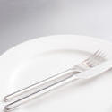 17157   Empty clean generic white plate and cutlery