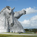 12857   Scenic view of tourists at the Kelpies, Falkirk