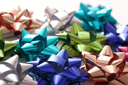 11920   Colorful Metallic Gift Bows on White Background