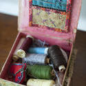 12175   Open sewing box with reels of thread