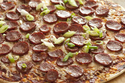 12763   Full background of pepperoni pizza
