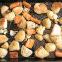 17186   Roast vegetables on a metal baking tray