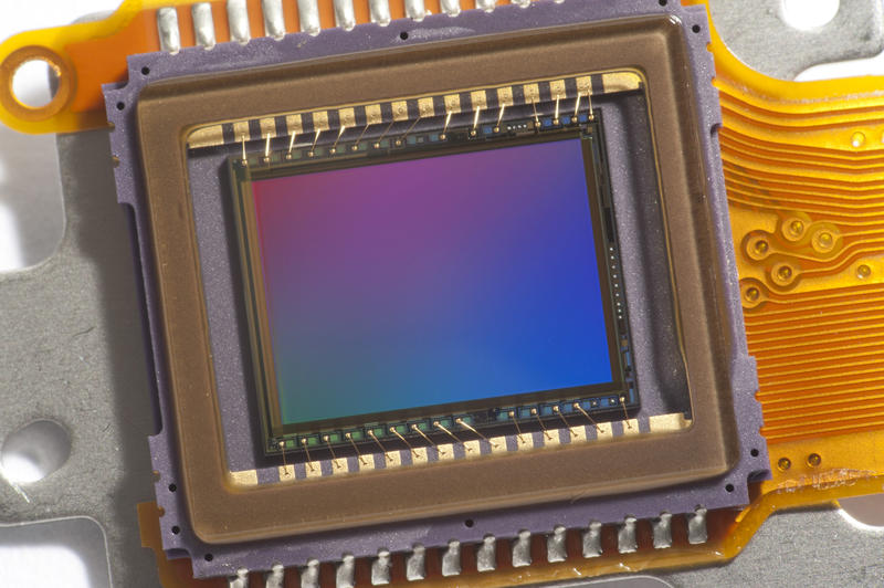 Video sensor chip with flexible circuit, close-up cropped image