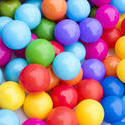17843   Close up of multicoloured plastic balls in pit