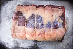 17232   Close up of uncooked trussed beef shoulder