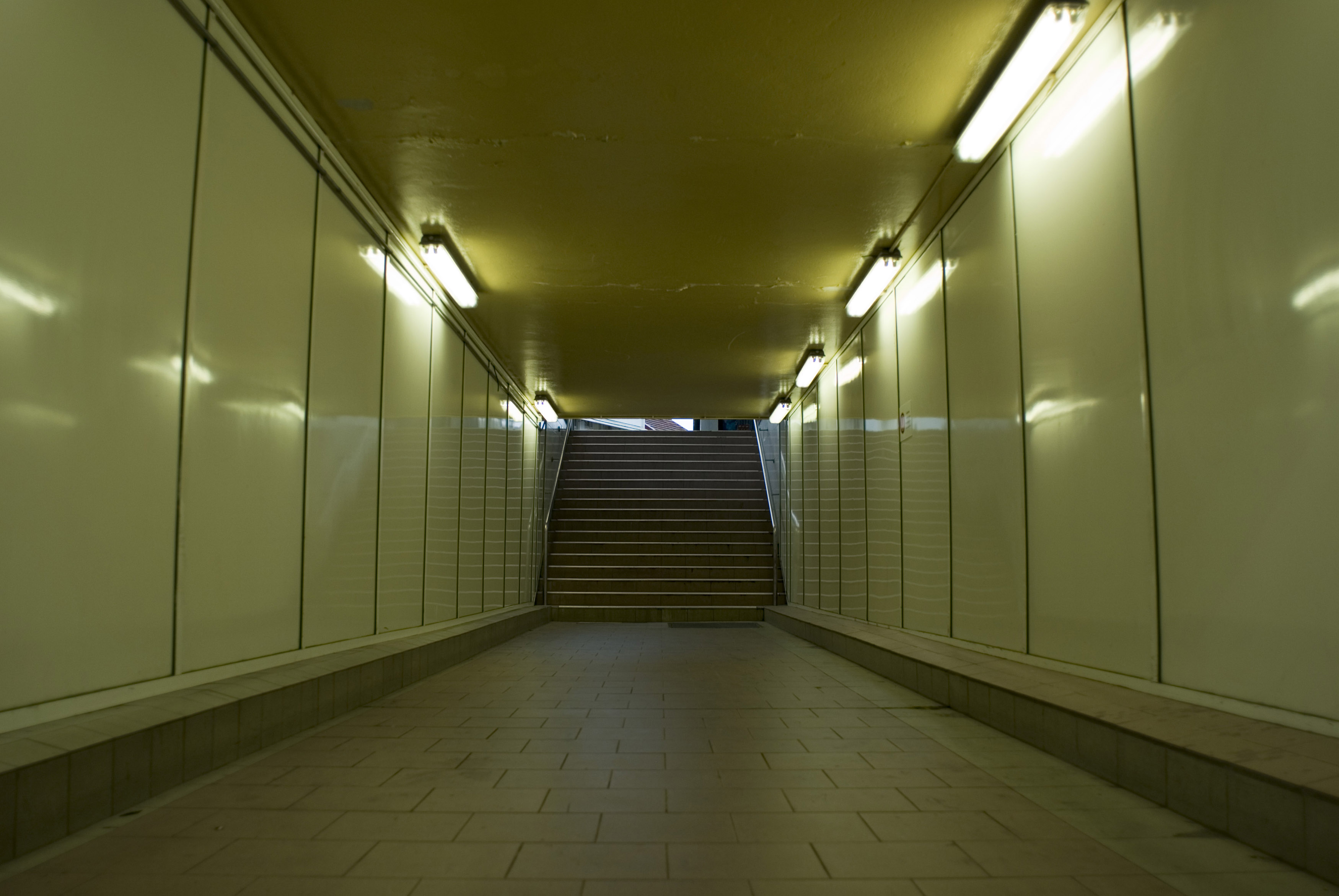 Free Stock Photo 17397 Empty illuminated subway tunnel with steps ...
