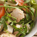 17271   Healthy warm chicken salad topped with rocket