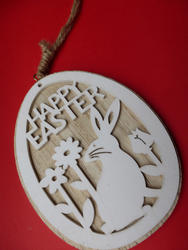 17373   Happy Easter pendant on red background